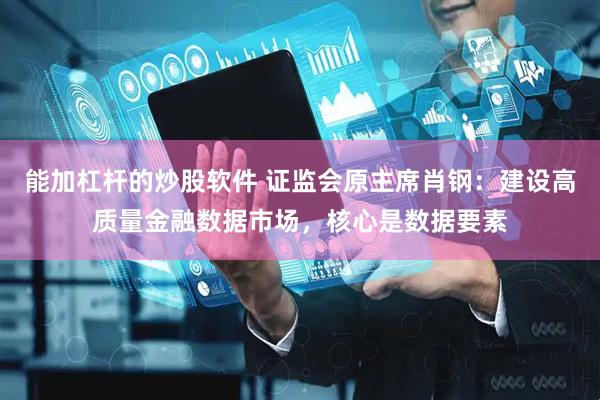能加杠杆的炒股软件 证监会原主席肖钢：建设高质量金融数据市场，核心是数据要素