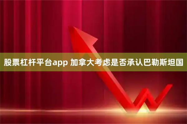 股票杠杆平台app 加拿大考虑是否承认巴勒斯坦国